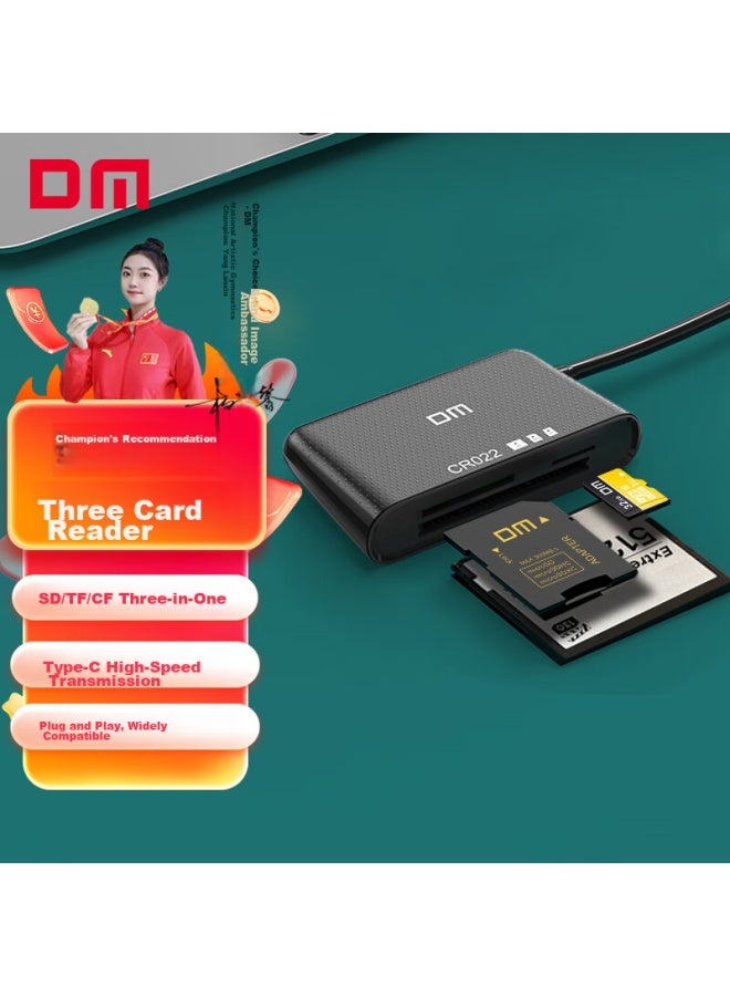 DM Daimai Cr022 Multifunctional 3-in Card Reader, Type-c High-speed Reading And Writing, Supports Tf/sd/cf And Other Phone Cards And Camera Cards - Image 1