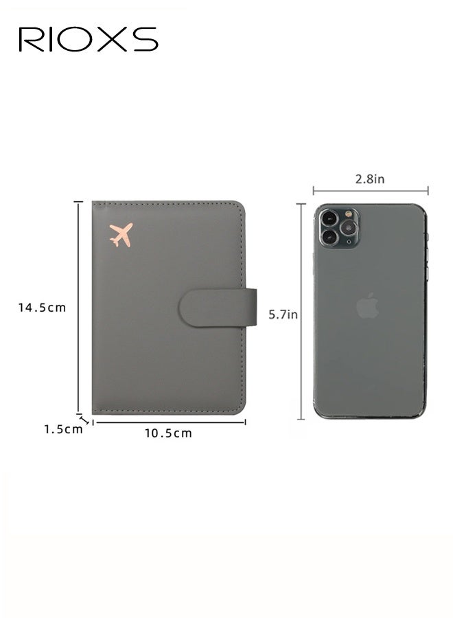 RIOXS Passport Holder for Travel,  Waterproof Leather Passport Wallet Cover Case for Women/Men, Rfid Blocking Passport Cover Travel Wallet with Card Slots, Rfid Passport Book Travel Wallet, Grey - Image 5