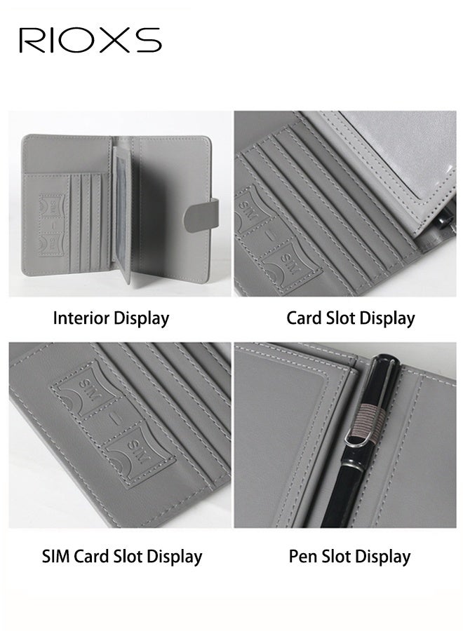 RIOXS Passport Holder for Travel,  Waterproof Leather Passport Wallet Cover Case for Women/Men, Rfid Blocking Passport Cover Travel Wallet with Card Slots, Rfid Passport Book Travel Wallet, Grey - Image 4
