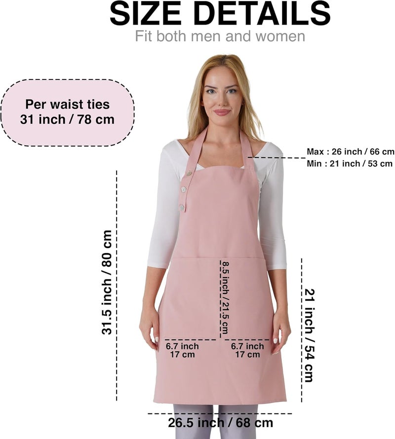 TOSHE Kitchen Apron Waterdrop Resistant Cotton Apron with adjustable Aprons for Women with Pockets 10 Color option Cooking Powder Pink Apron (Powder Pink) - Image 4