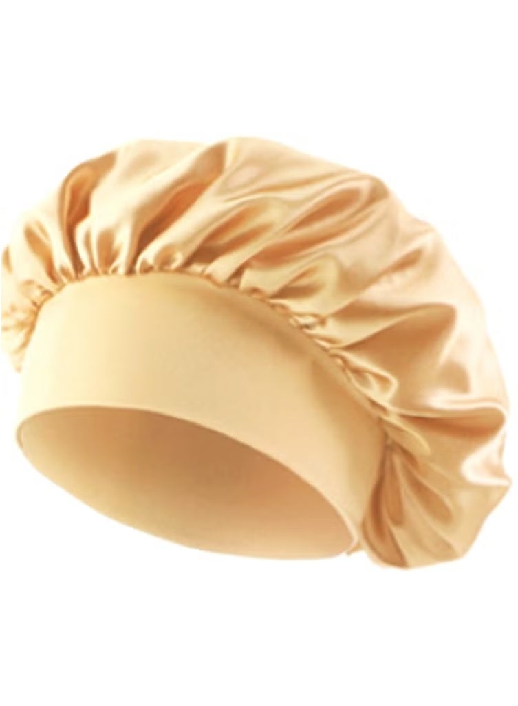Generic 2-piece satin bath cap, hair care cap, nightcap set, women's wide-brimmed high-stretch hat, hairdressing shower cap, high-end material satin hair cap, perfect hair care and ultimate comfort  - Image 2