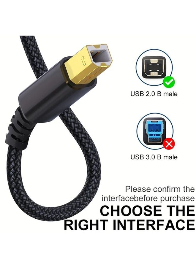 5pcs Black USB A to B Printer Cable 10ft High Speed Nylon Braided Cord - Image 4