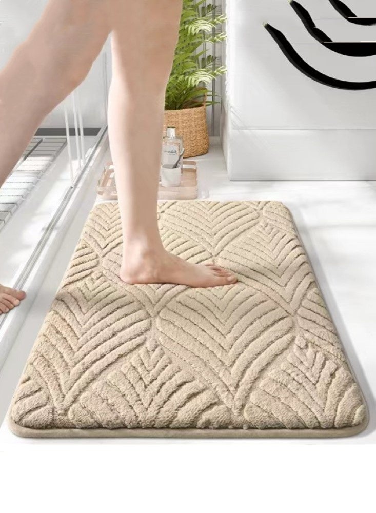 Kutis 1-Piece Bath Mat Bathroom Tub Mat Non-Slip Quick Drying Floor Bath Polyester Beige 60x40 cm  - Image 2