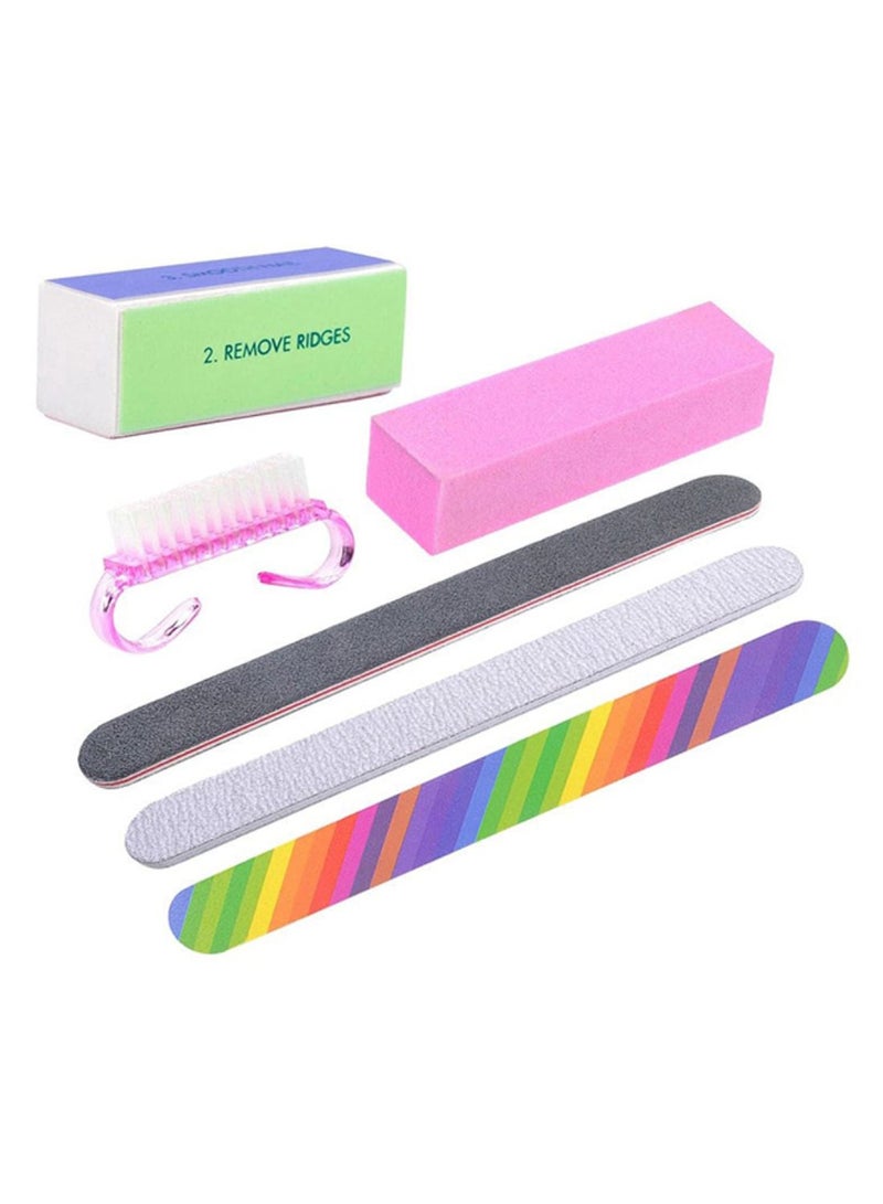 6-Piece Nail File Cleaning Brush Manicure Tool Set Multicolour - Image 1