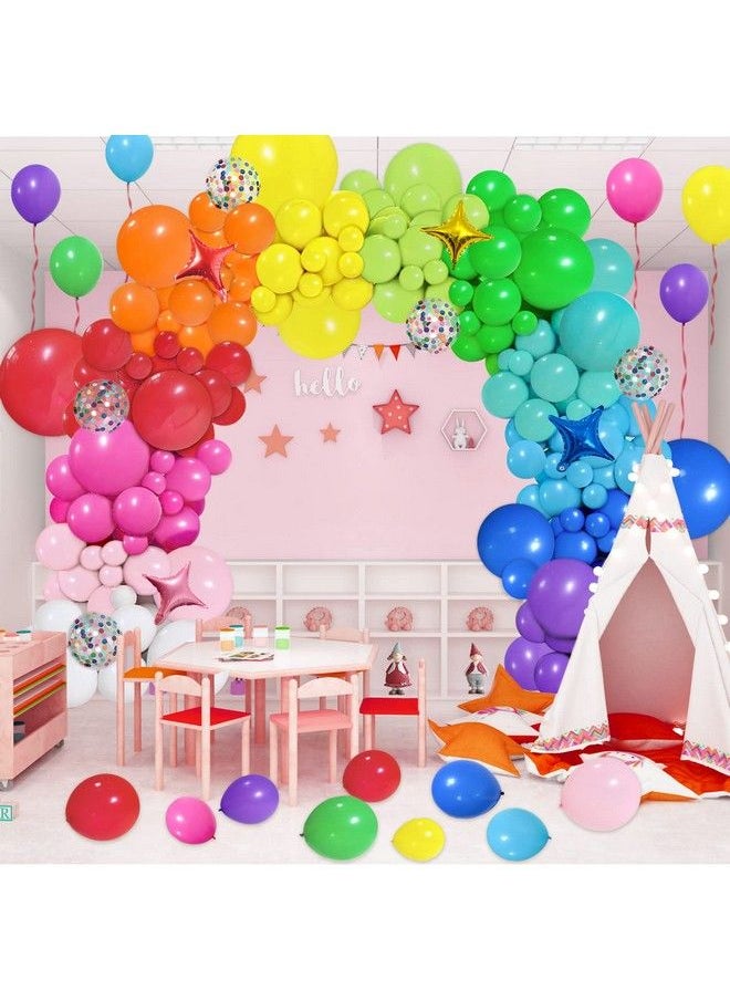 Generic - 146Pcs Rainbow Balloons Garland Arch Kit, 12 Assorted Multicolor And Confetti Balloons For Birthday Color Party Anniversary Festival Carnival Circus Decoration With Star Foil Balloons - Image 1