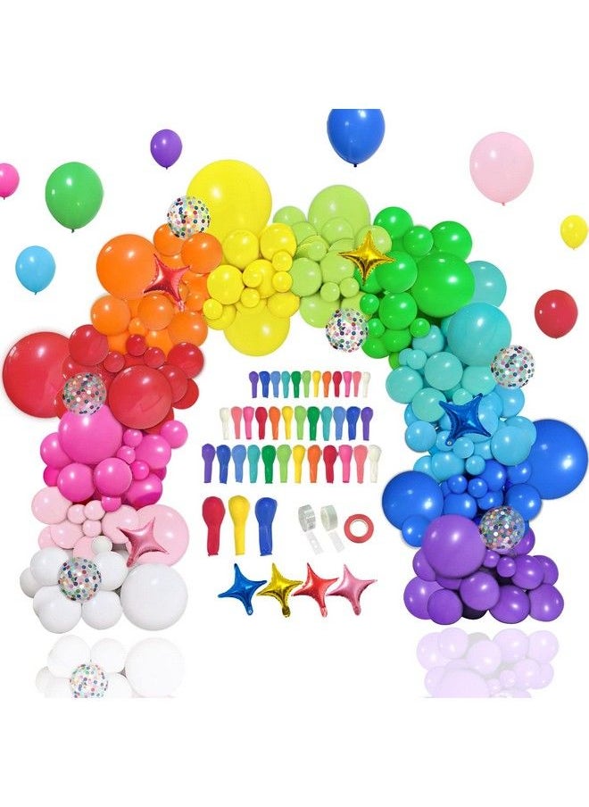 Generic - 146Pcs Rainbow Balloons Garland Arch Kit, 12 Assorted Multicolor And Confetti Balloons For Birthday Color Party Anniversary Festival Carnival Circus Decoration With Star Foil Balloons - Image 1