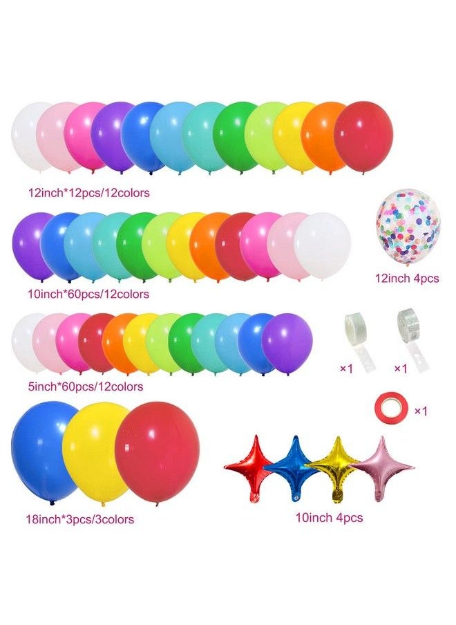Generic - 146Pcs Rainbow Balloons Garland Arch Kit, 12 Assorted Multicolor And Confetti Balloons For Birthday Color Party Anniversary Festival Carnival Circus Decoration With Star Foil Balloons - Image 1