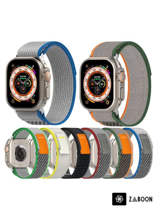 Zaboon سوار ساعة آبل الترا 49 مم مع مشبك نايلون مزدوج اللون - Image 3