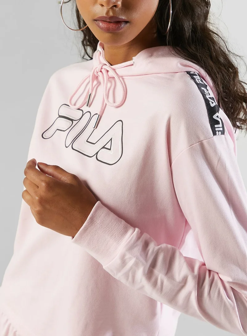 FILA Logo Tape Cropped Hoodie