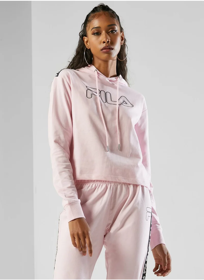 FILA Logo Tape Cropped Hoodie