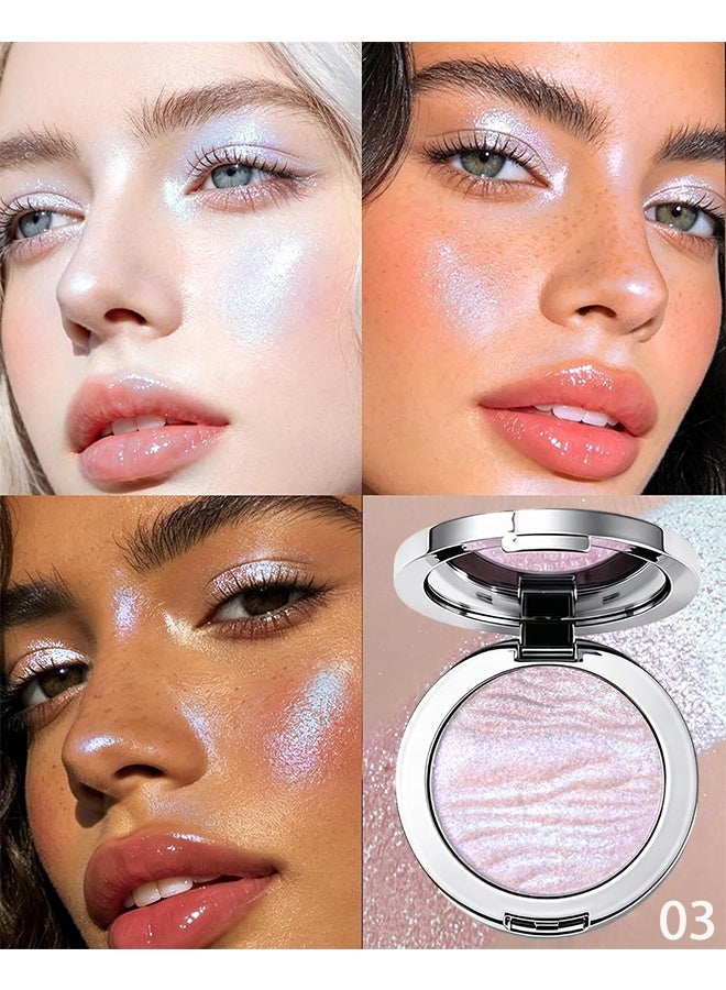 Faiccia Shimmering Fairy Highlighter Powder, Blue Purple Glitter Highlighter Shadow, Chameleon Holographic Shimmer Highlighter Brightener, Metallic Color Shift, Mermaid Multi-use Makeup for Women 03 - Image 2