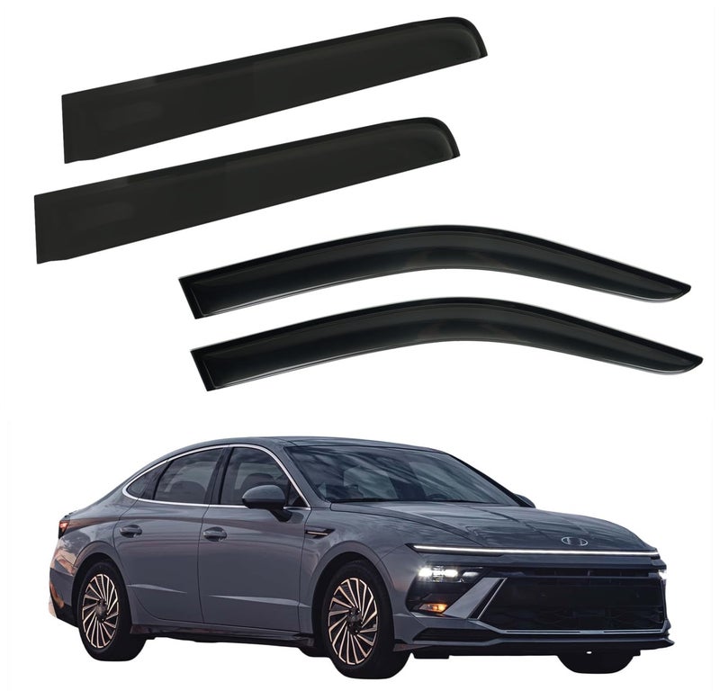 WGGDRAQQ 4Pcs Set TapeOn Rain Guards Window Visors for Hyundai Sonata 20202024 Window Deflectors Black