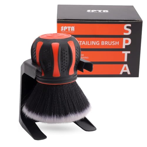 SPTA Ultra Soft Detailing Brush, Car Detail Brush, Orange Handle XL Synthetic Brush - Ultra Soft Bristles, Comes with Storage Rack, Covers Large Area Inside or Outside Vehicles - Image 1