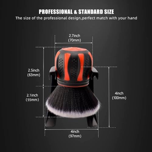 SPTA Ultra Soft Detailing Brush, Car Detail Brush, Orange Handle XL Synthetic Brush - Ultra Soft Bristles, Comes with Storage Rack, Covers Large Area Inside or Outside Vehicles - Image 2