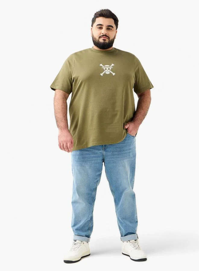 ماكسيم تيشيرت رجالي مطبوع بأكمام قصيرة ورقبة دائرية بقصة عادية