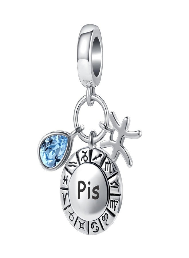 QeenseKc Pisces Zodiac Sign Teardrop Birthstone Birthday Charm Constellation Bead for Pandora Bracelet - Image 1