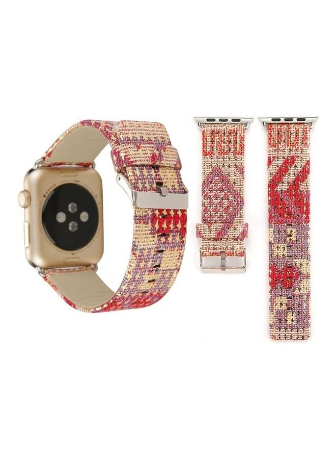 NIBEMINENT Ethnic Replacement Watchband For Apple Watch 1/2/3 38mm Red - Image 1