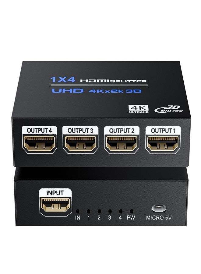 BolAAzuL HDMI Splitter 1 in 4 Out 4K 30Hz, HDMI Duplicator Adapter - 1 to 4 Output Simultaneously- for 4 Displays, Support Full HD 1080P 3D HDCP 1.4 for PS3, PS4, Blu-Ray DVD Player, Projector - Image 1