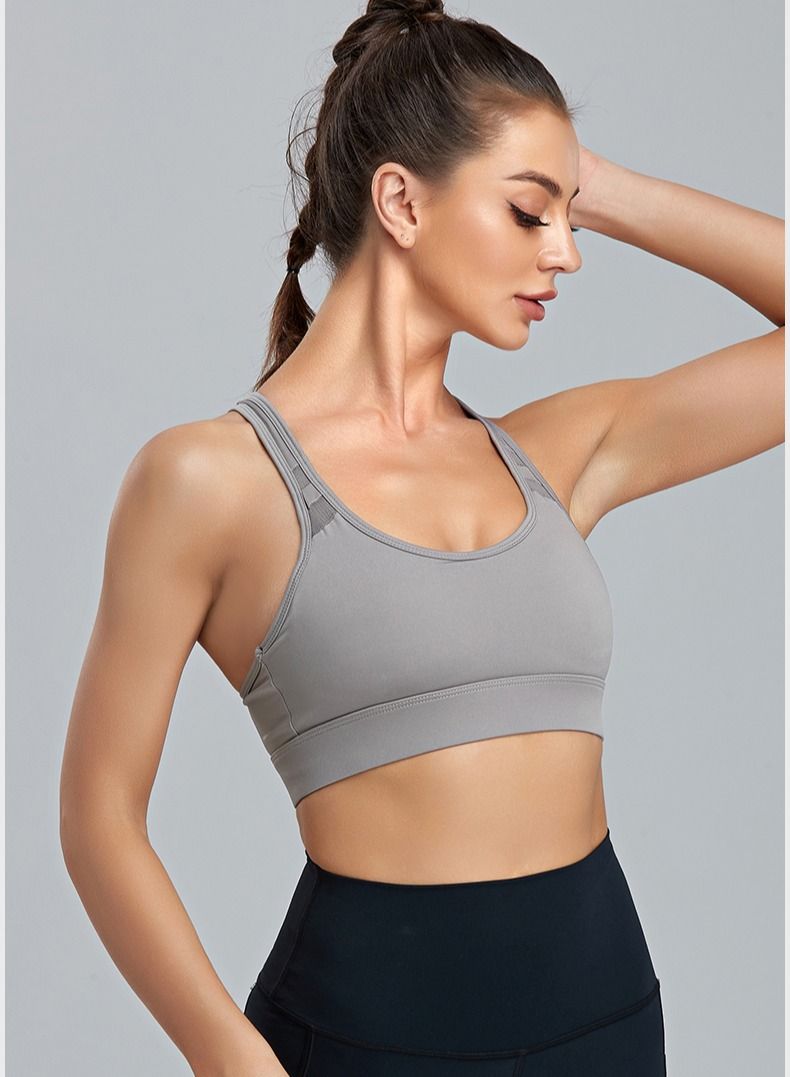 Loquat Women Quick Dry Breathable Sports Bra Grey - Image 1