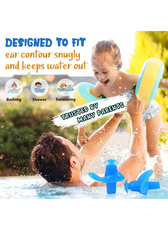 Hearprotek - 3 Pairs Swimming Ear Plugs For Kids Soft Silicone Reusable Waterproof Earplugs For Toddlers Bathing Swimming And Other Water Sports(Blue/Orange/Green) - Image 1