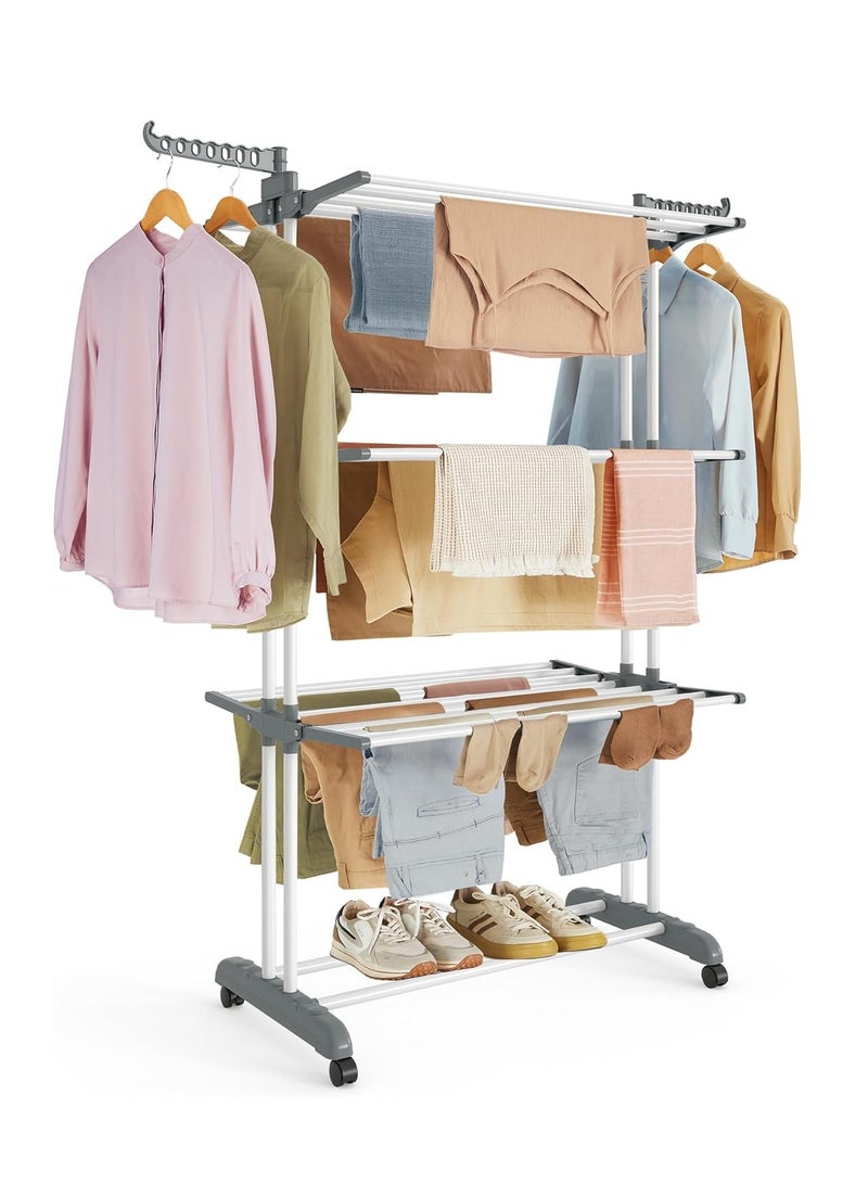 4-Tier Clothes Drying Rack Stand Folding Laundry Drying Rack with Wheels Clothes Horses Dryer Rack for Indoor Outdoor,Easy to Assemble ﻿  - Image 1