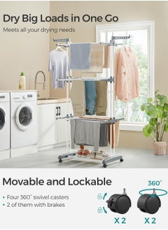 Generic 4-Tier Clothes Drying Rack Stand Folding Laundry Drying Rack with Wheels Clothes Horses Dryer Rack for Indoor Outdoor,Easy to Assemble ﻿  - Image 4