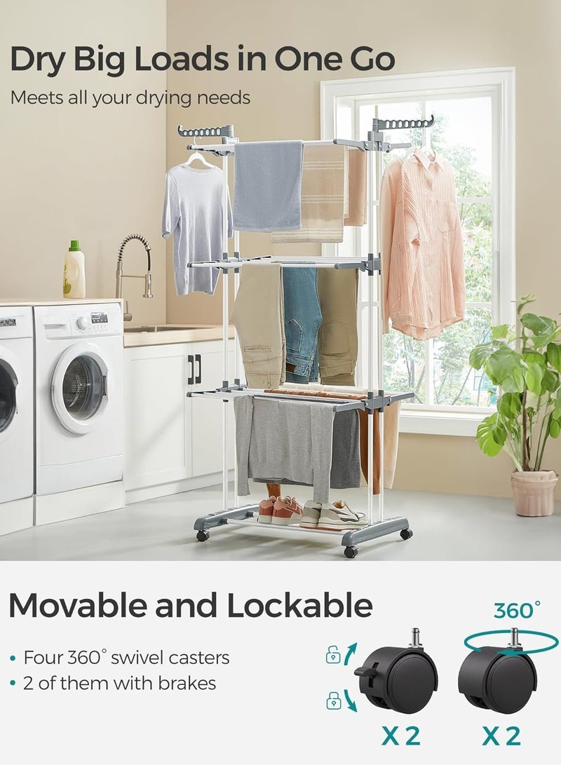 4-Tier Clothes Drying Rack Stand Folding Laundry Drying Rack with Wheels Clothes Horses Dryer Rack for Indoor Outdoor,Easy to Assemble ﻿  - Image 4