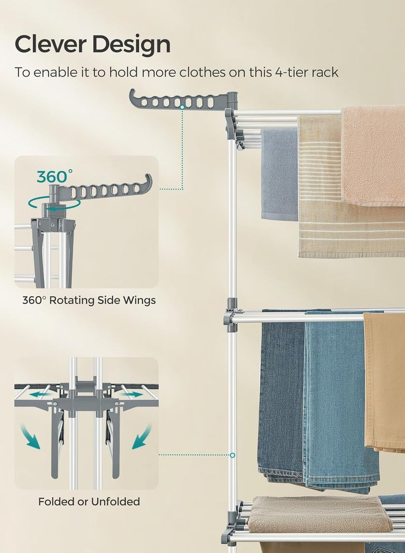 4-Tier Clothes Drying Rack Stand Folding Laundry Drying Rack with Wheels Clothes Horses Dryer Rack for Indoor Outdoor,Easy to Assemble ﻿  - Image 5
