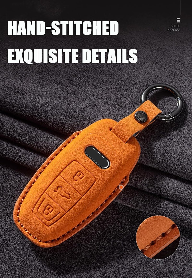 ontto Suede Car Key Fob Cover for Audi Models - Black - Image 5