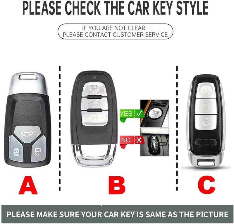 ontto Suede Car Key Fob Cover for Audi Models - Black - Image 2