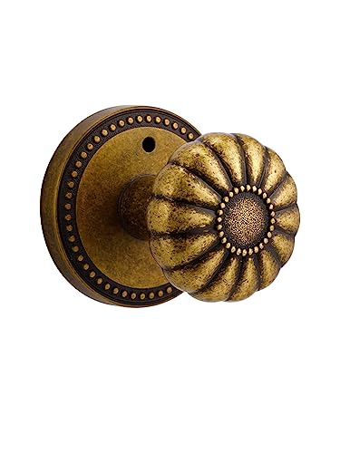 SORWDUERM Antique Brass Door Knobs Interior Privacy Door Knob with Lock for Bedroom and Bathroom,Zinc Alloy 1 Pack - Image 1