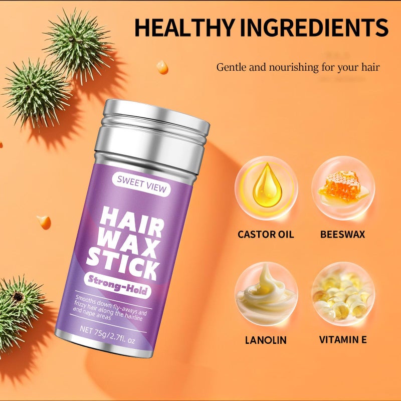 SWEET VIEW Hair Wax Stick & Slick Back Hair Brush for Tame Flyaways, Frizz, Sleek Ponytails, Buns | Pomade/Balm/Gel Stick for Woman, Styling Accessories for Girls - Image 5