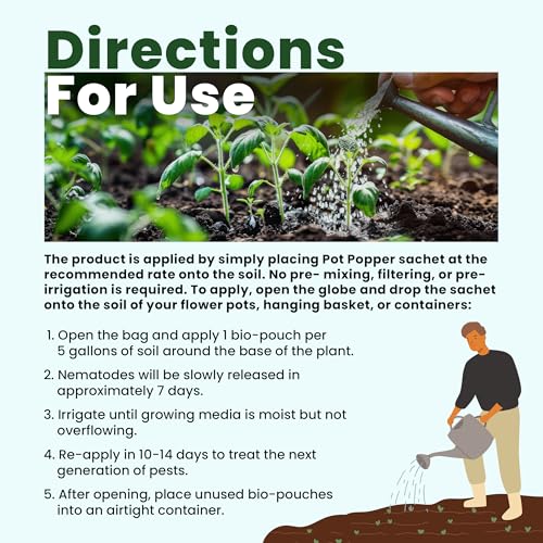 The Environmental Factor عامل البيئة لمنتج بوبير للتحكم في الحشرات العضوية. التحكم البيولوجي في الآفات باستخدام النيماتودا ذات الإفراز البطيء ليرقات ذبابة الفطر، والمن الجذري، وثربس الزهور الغربي في الحاويات - 50 كيسًا - Image 4
