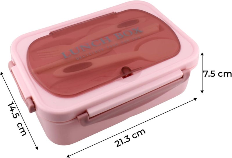 Cravista Bento Lunch Box for Adults and Kids – 1200ML Leakproof 3-Compartment Lunchbox with Spoon & Fork – BPA-Free, Microwave Safe, Durable Food Container Bento Box (Pink) - Image 5