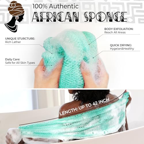 RelaxScene African Net Sponge Authentic - 2 Pieces Exfoliating Body Scrubber Bath Sponge - Washcloth Back Scrub for Shower Body Exfoliator - Face & Skin Care Bathroom Essentials for Women - Image 3