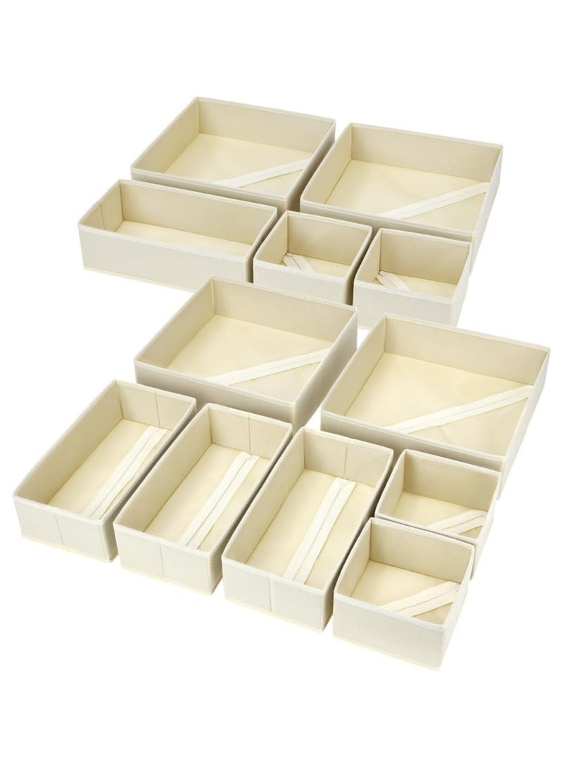 12 Pack Foldable Cloth Storage Box Closet Dresser Drawer Organizer Fabric Baskets Bins Containers Divider for Clothes Underwear Bras Socks Lingerie Clothing - Image 1