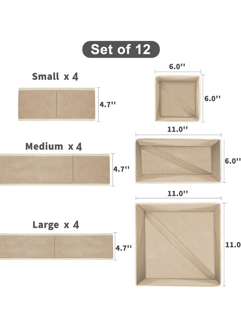 12 Pack Foldable Cloth Storage Box Closet Dresser Drawer Organizer Fabric Baskets Bins Containers Divider for Clothes Underwear Bras Socks Lingerie Clothing - Image 3