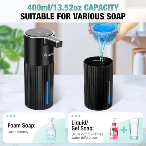 Aluan Automatic Soap Dispenser with 4 Levels Adjustable, 400ML Sensor Hand Wash Dispenser Touchless with Auto-Clean, Electric Foaming Handwash Dispenser for Bathroom, Office, Kitchen (Liquid) - Image 5