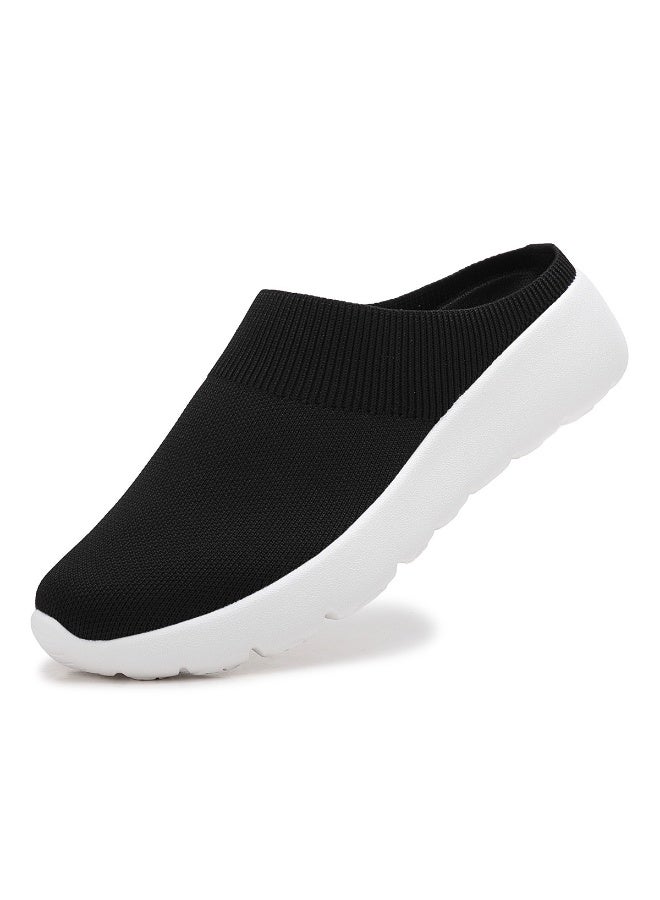Sky View Mules for Women Slip on Shoes Knit Flats Lightweight Breathable Comfortable Walking Shoes - Image 1