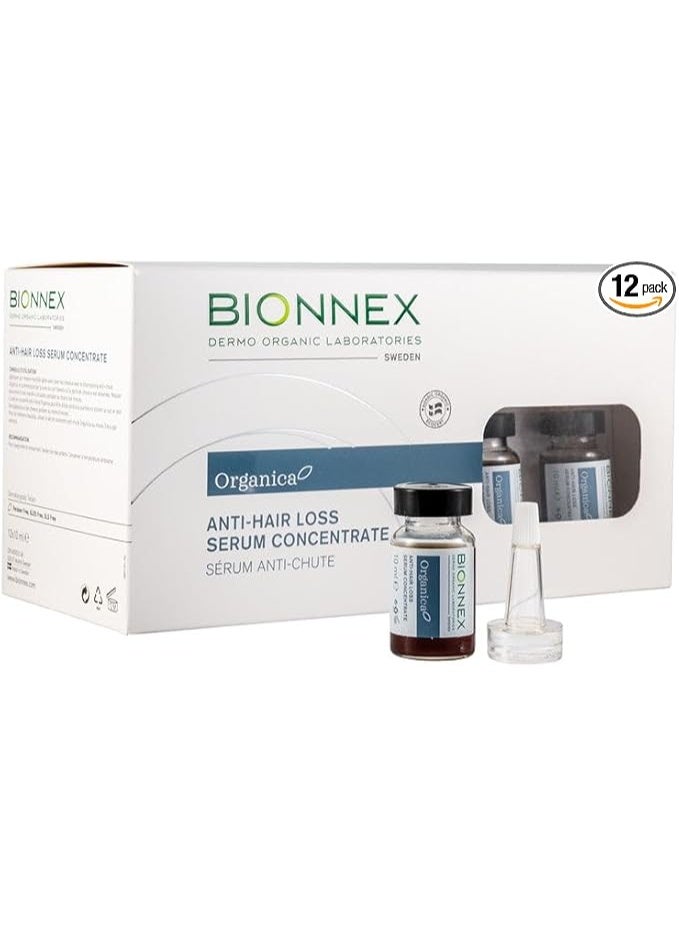 بيونيكس Bionnex Organica Anti-Loss Serum Concentrate – with 25 Natural Plant & Sea Extracts, Vitamins & Minerals – Paraben Free – Strengthens Roots, Revives Scalp, Boosts Density – 12 * 10 ML - Image 1