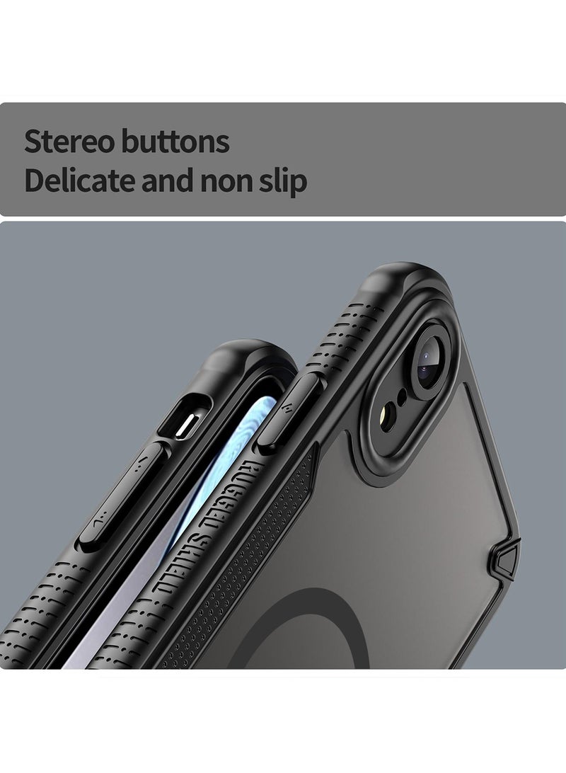 Cover For iPhone XR Armor Glaze MagSafe Magnetic Phone Case Raised edges around the screen and camera lens help prevent scratches - Black - Image 4