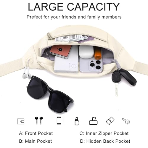 MAXTOP Large Crossbody Fanny Pack with 4-Zipper Pockets,Gifts for Enjoy Sports Festival Workout Traveling Running Casual Hands-Free Wallets Waist Pack Phone Bag Fits All Phones - Image 3