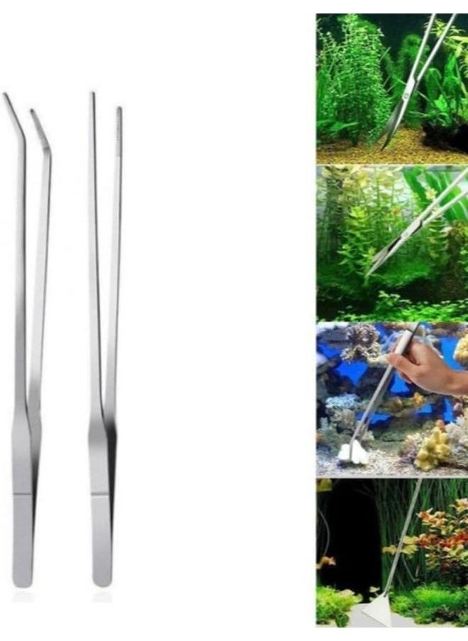 Generic 2 Pcs Feeding Tongs，Stainless Steel Long Tweezers Forceps Straight and Curved Tweezers Set，for Aquarium Reptile, Plant, Snakes, Lizards  - Image 2