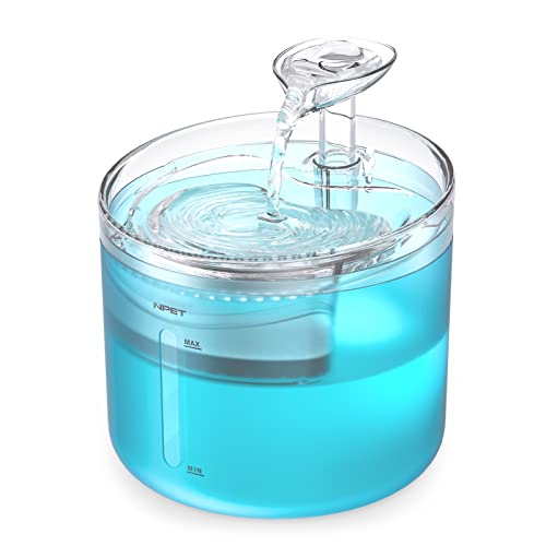 NPET WF100 Cat Foutain 54oz16L Automatic Pet Water Fountain Dog Water Dispenser with 2 Flow Modes Bottom Suction LED Light Quiet Pump for for Cats Small Dogs - Image 1