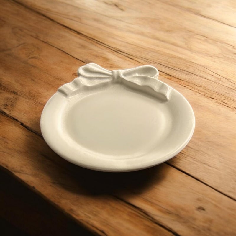 Nandini Homeware Nandini Homeware Hand Crafted White Concrete Trinket Bowls Use as Multipurpose Organiser and Home Decor Round Bow  - Image 4