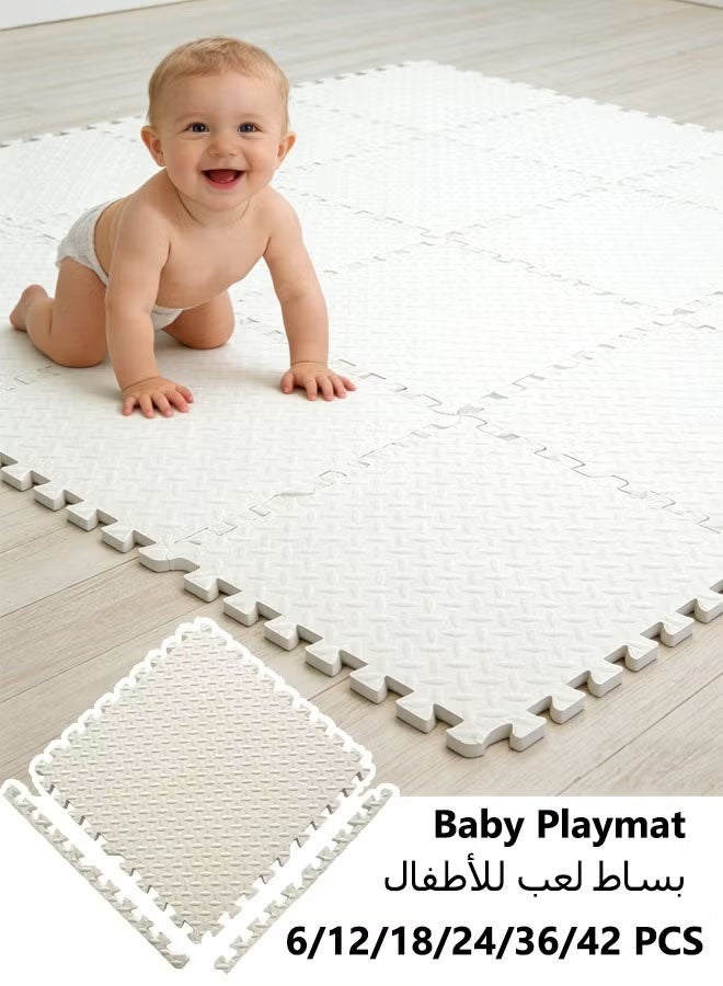 Quivlox Baby Play Mat,6/12 PCS EVA Foam Play Mat,Waterproof Foldable Playmat,Square Kids Playmat with Solid Colored Thick Puzzle Exercise Mats, Interlocking Foam Floor Tiles Puzzle Play Mat for Baby Crawling Playing - Image 1