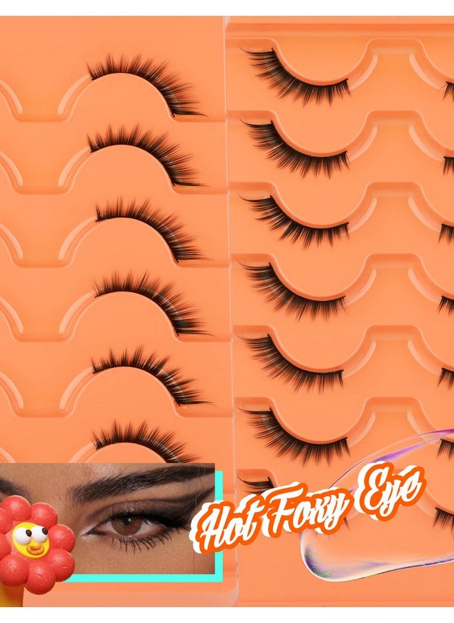 L Curl Cat Eye Half Lashes Wispy Natural Look Winged Fox Eye Lashes Short Eyeliner Affect False Eyelashes Pack 7 Pairs By Goddvenus