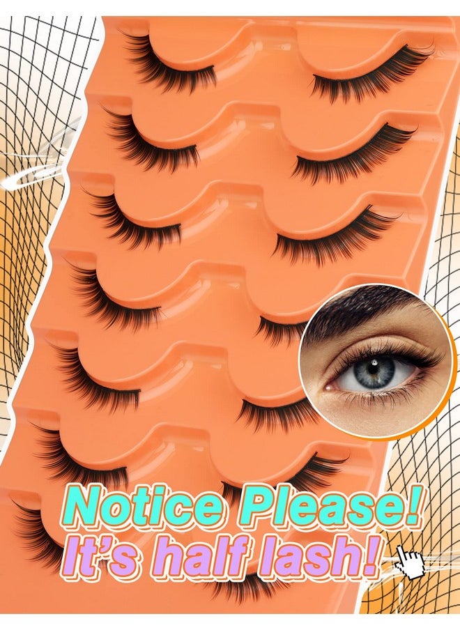 L Curl Cat Eye Half Lashes Wispy Natural Look Winged Fox Eye Lashes Short Eyeliner Affect False Eyelashes Pack 7 Pairs By Goddvenus