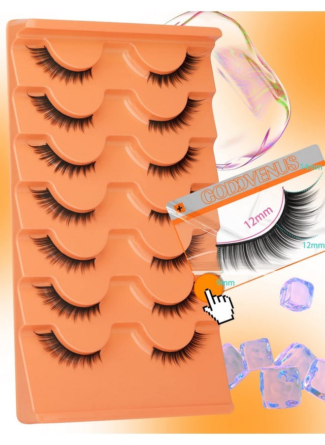 L Curl Cat Eye Half Lashes Wispy Natural Look Winged Fox Eye Lashes Short Eyeliner Affect False Eyelashes Pack 7 Pairs By Goddvenus