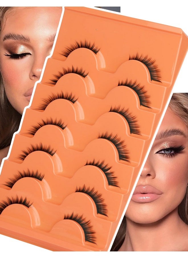L Curl Cat Eye Half Lashes Wispy Natural Look Winged Fox Eye Lashes Short Eyeliner Affect False Eyelashes Pack 7 Pairs By Goddvenus